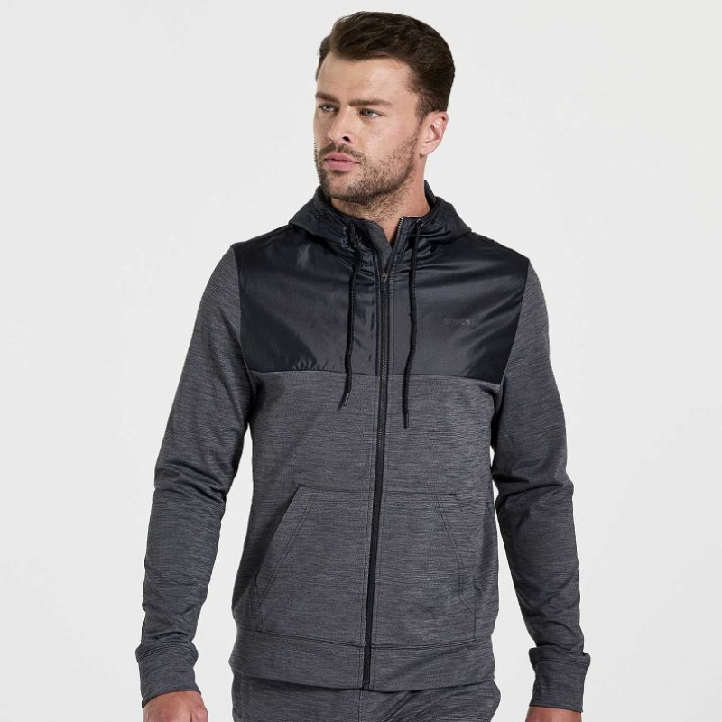 Saucony Solstice Zip Men\'s Hoodie Black | CANADA VJRUCNW