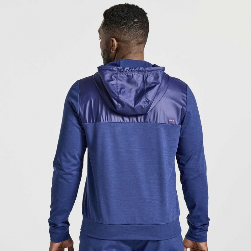 Saucony Solstice Zip Men's Hoodie Navy | CANADA GACEBQX