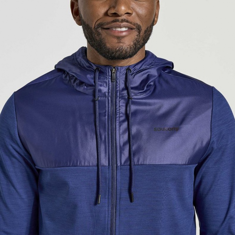 Saucony Solstice Zip Men's Hoodie Navy | CANADA GACEBQX