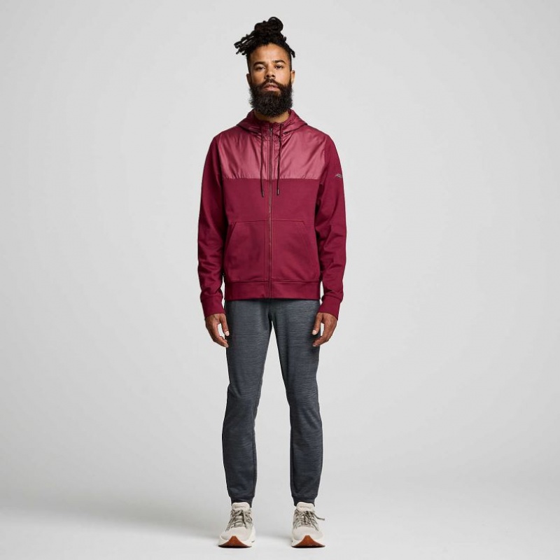 Saucony Solstice Zip Men's Hoodie Red | CANADA GTKBNVI