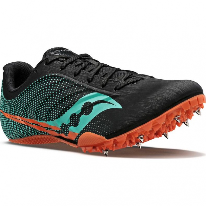 Saucony Spitfire 5 Men's Spikes Black / Turquoise | CANADA KXUDWYV