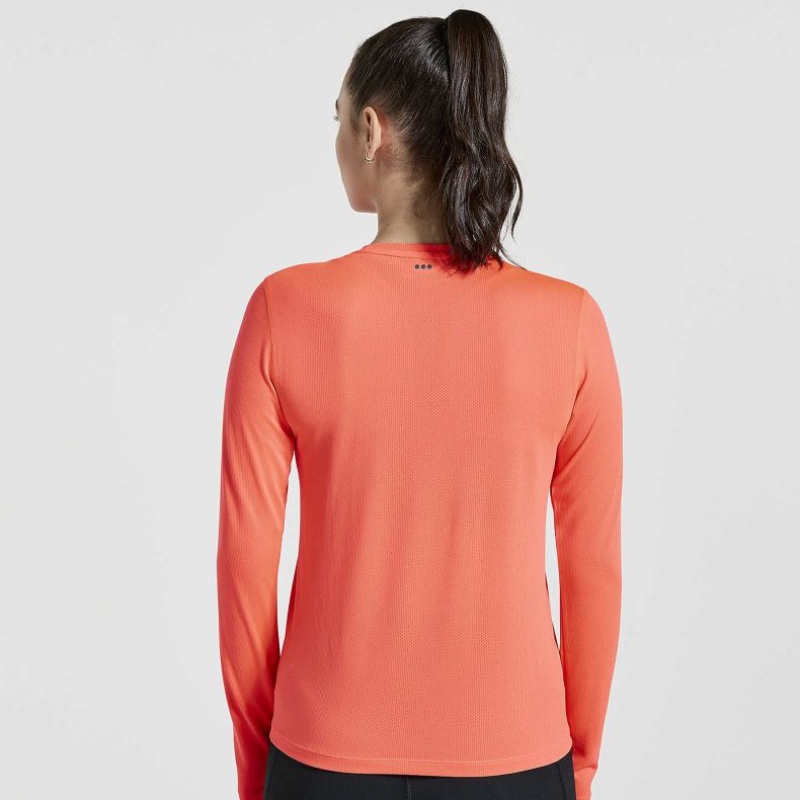 Saucony Stopwatch Graphic Long Sleeve Women's T-Shirt Orange | CANADA CWLFUSK