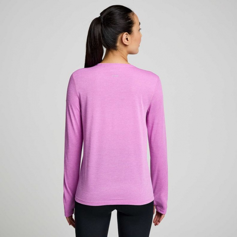 Saucony Stopwatch Graphic Long Sleeve Women's T-Shirt Purple | CANADA NRDYCXM