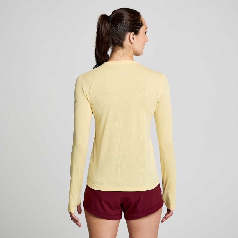 Saucony Stopwatch Graphic Long Sleeve Women's T-Shirt Yellow | CANADA LKUHNXM