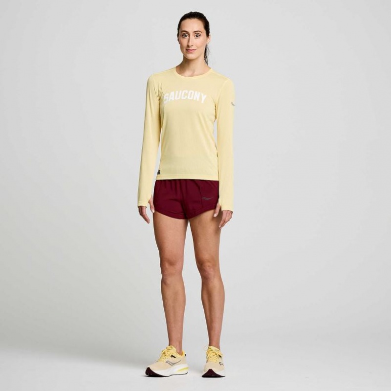 Saucony Stopwatch Graphic Long Sleeve Women's T-Shirt Yellow | CANADA LKUHNXM