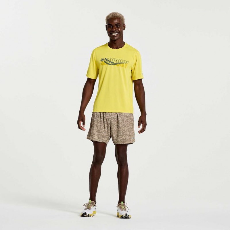 Saucony Stopwatch Graphic Short Sleeve Men's T-Shirt Yellow | CANADA GDITZXR