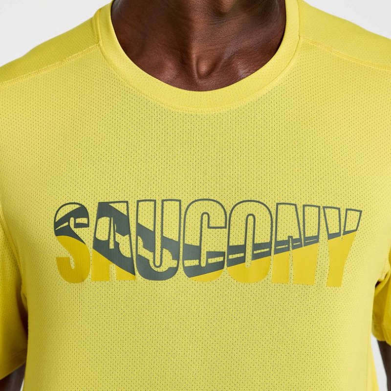 Saucony Stopwatch Graphic Short Sleeve Men's T-Shirt Yellow | CANADA GDITZXR