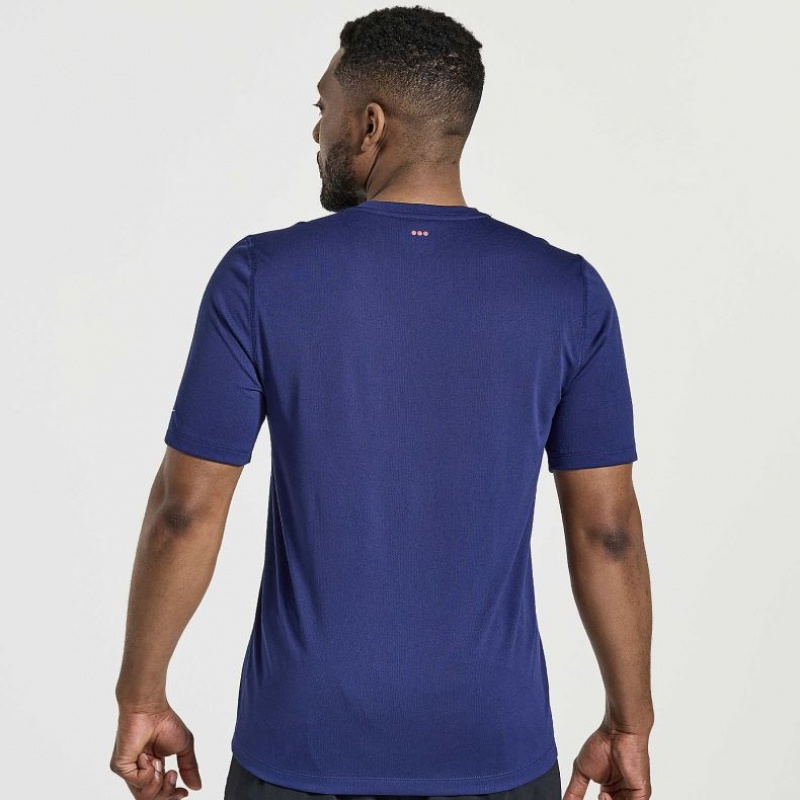 Saucony Stopwatch Graphic Short Sleeve Men's T-Shirt Navy | CANADA TWRCKEN