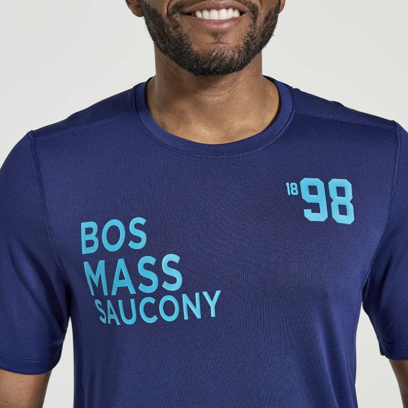 Saucony Stopwatch Graphic Short Sleeve Men's T-Shirt Navy | CANADA TWRCKEN