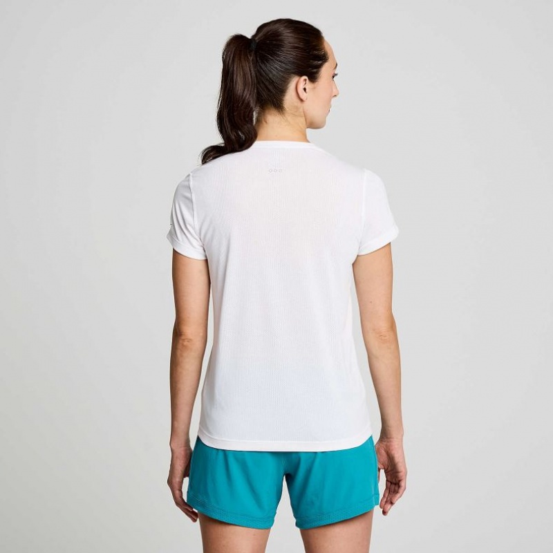 Saucony Stopwatch Graphic Short Sleeve Women's T-Shirt White | CANADA YGCHFTJ