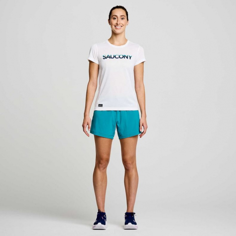 Saucony Stopwatch Graphic Short Sleeve Women's T-Shirt White | CANADA YGCHFTJ