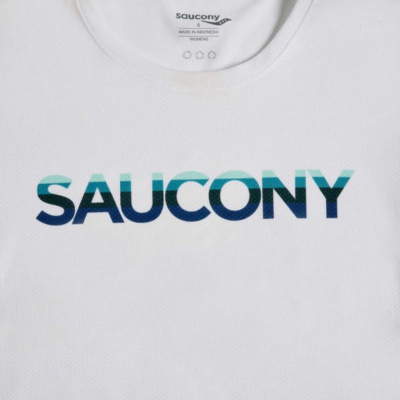 Saucony Stopwatch Graphic Short Sleeve Women's T-Shirt White | CANADA YGCHFTJ