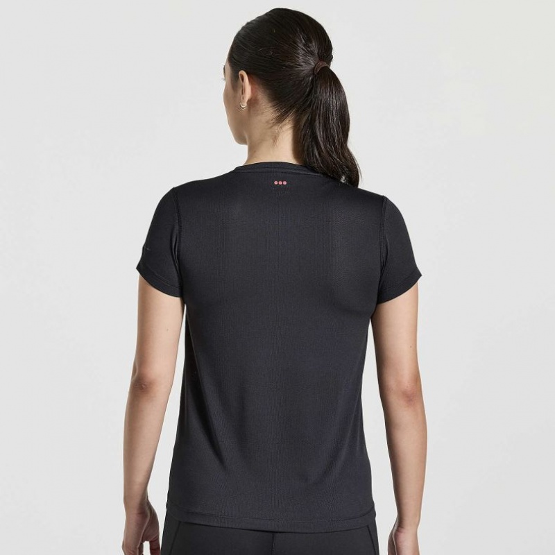 Saucony Stopwatch Graphic Short Sleeve Women's T-Shirt Black | CANADA CYFRAJG