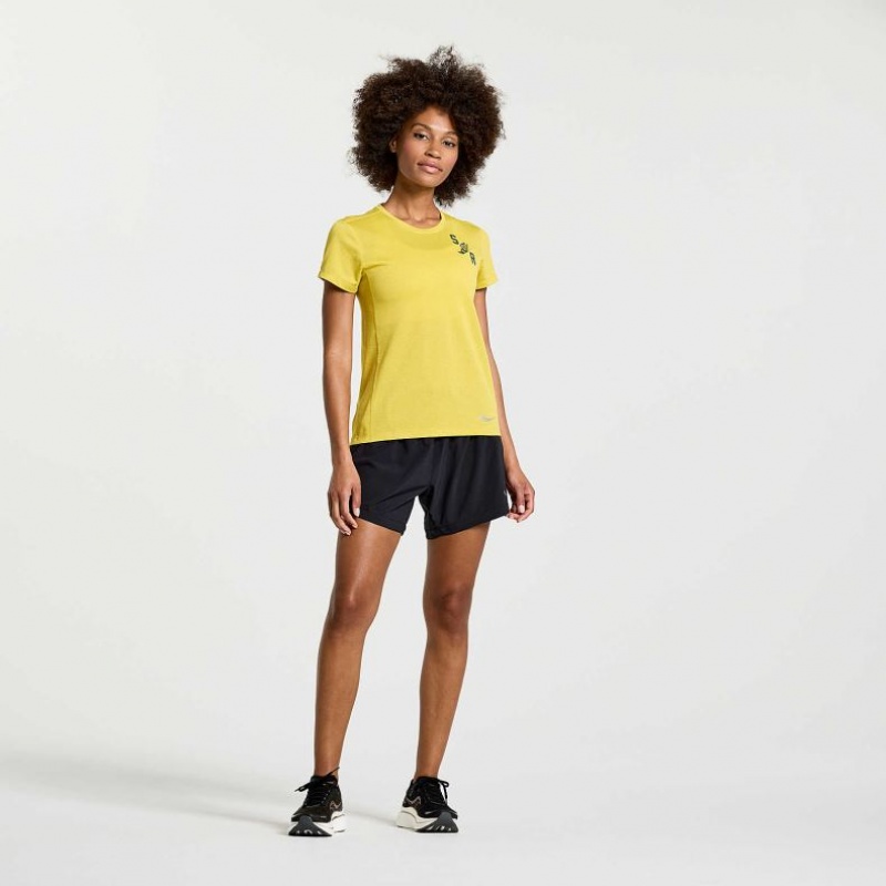 Saucony Stopwatch Graphic Short Sleeve Women's T-Shirt Yellow | CANADA BEDSNKG