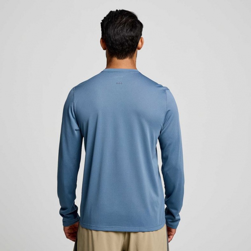 Saucony Stopwatch Long Sleeve Men's T-Shirt Blue | CANADA KGDRHSA