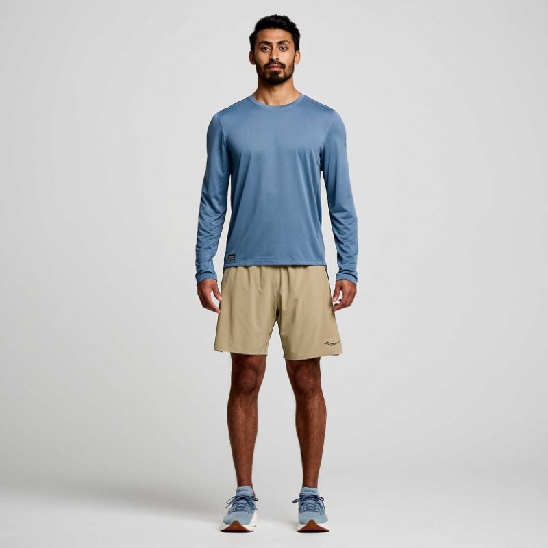 Saucony Stopwatch Long Sleeve Men's T-Shirt Blue | CANADA KGDRHSA