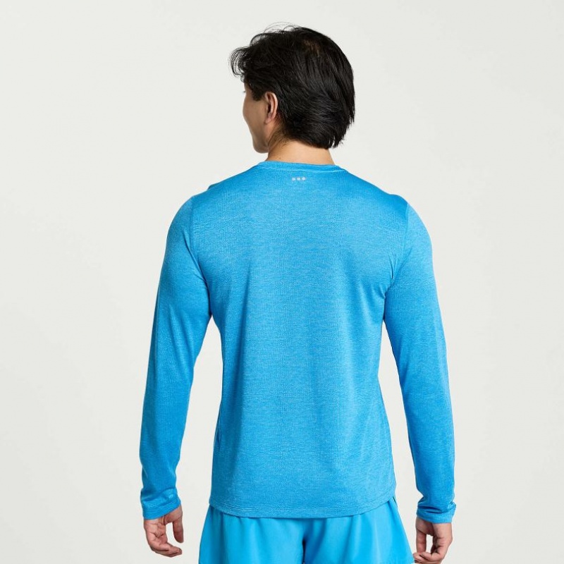 Saucony Stopwatch Long Sleeve Men's T-Shirt Blue | CANADA MCUKQFA