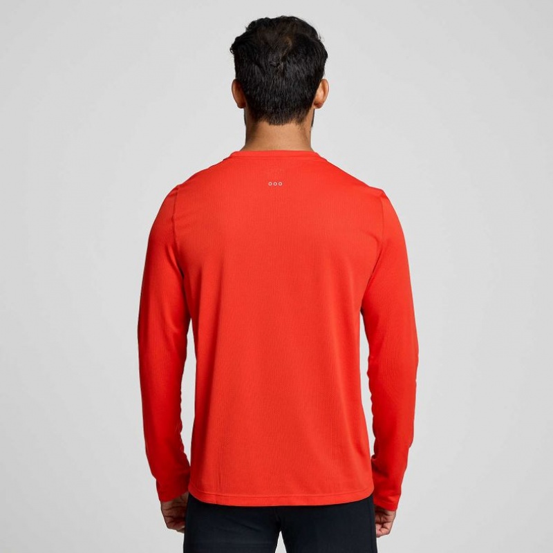 Saucony Stopwatch Long Sleeve Men's T-Shirt Red | CANADA MXDBHOG