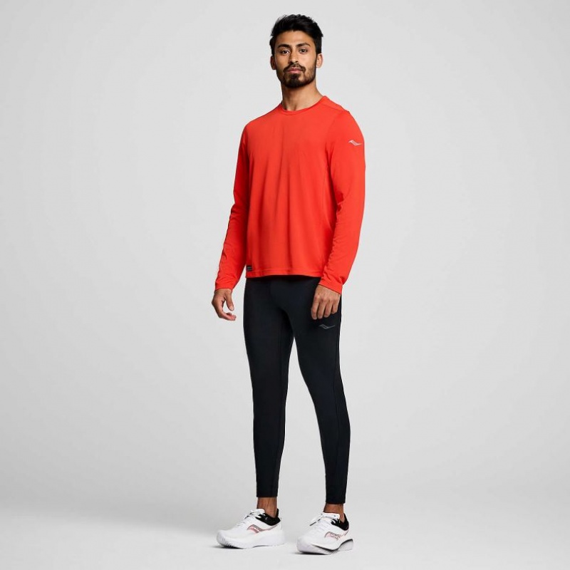 Saucony Stopwatch Long Sleeve Men's T-Shirt Red | CANADA MXDBHOG