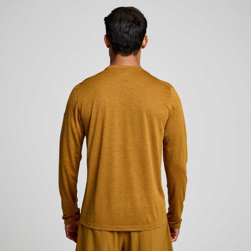 Saucony Stopwatch Long Sleeve Men's T-Shirt Brown | CANADA VZNMWTH