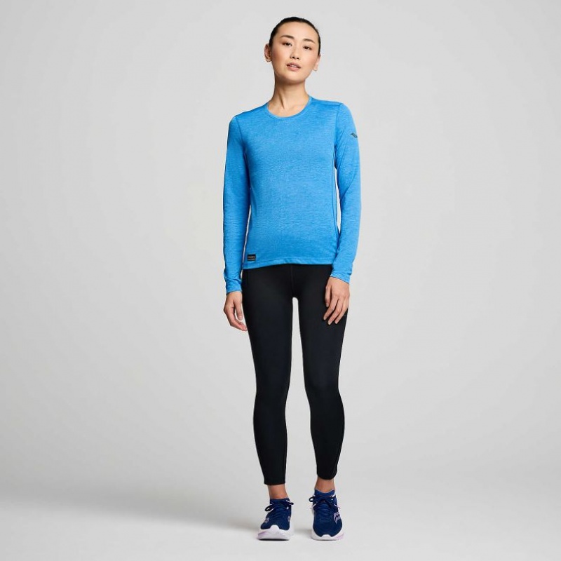 Saucony Stopwatch Long Sleeve Women's T-Shirt Blue | CANADA NYFWPAU