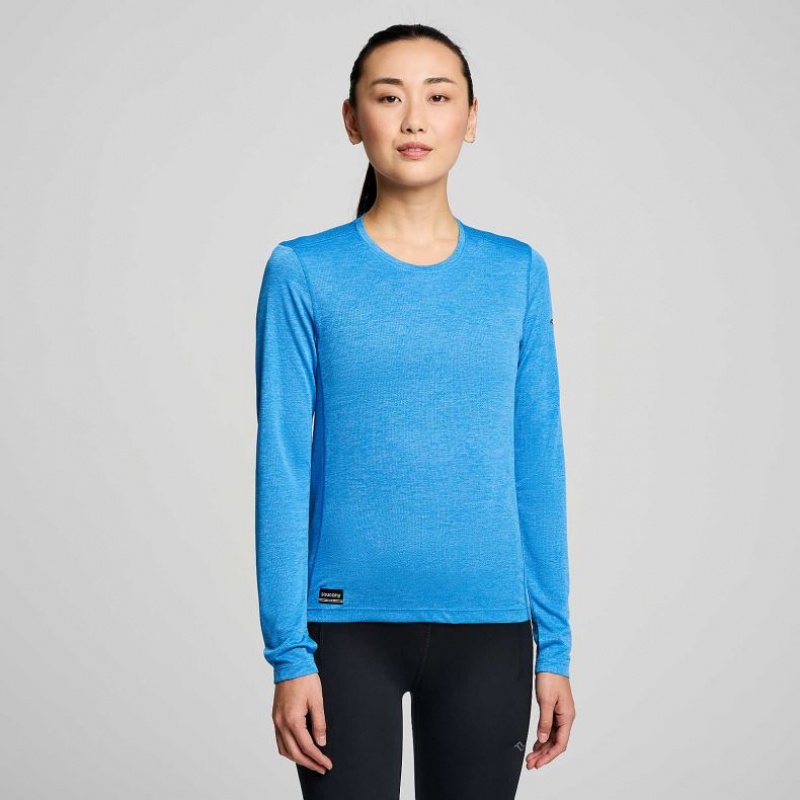 Saucony Stopwatch Long Sleeve Women\'s T-Shirt Blue | CANADA NYFWPAU