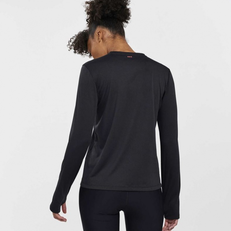 Saucony Stopwatch Long Sleeve Women's T-Shirt Black | CANADA ZGOTEXS