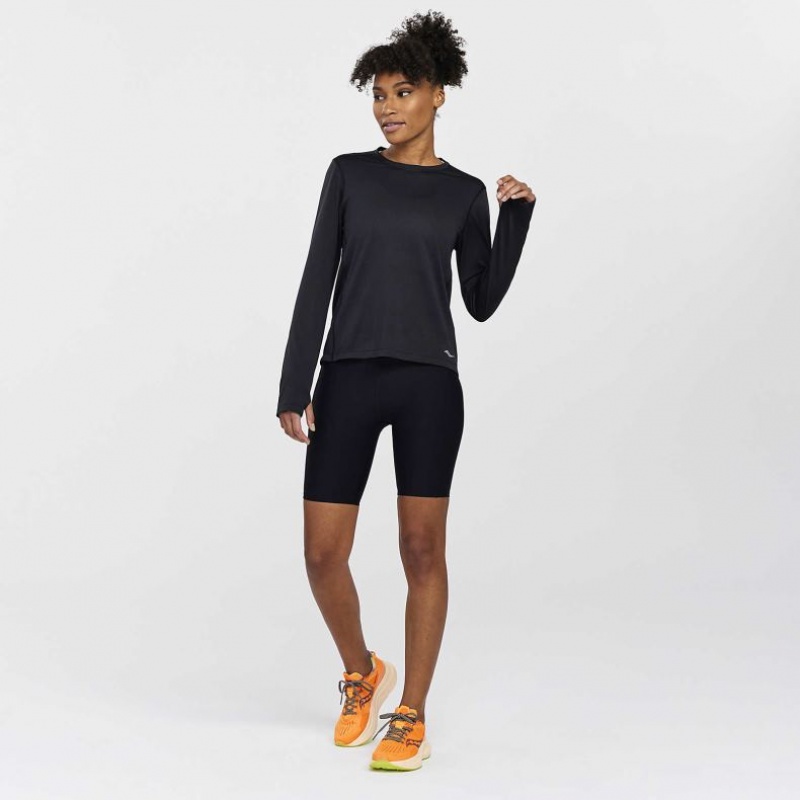 Saucony Stopwatch Long Sleeve Women's T-Shirt Black | CANADA ZGOTEXS