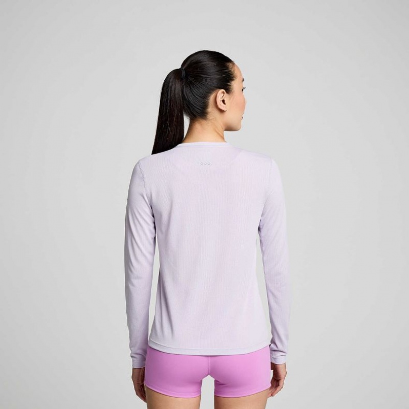 Saucony Stopwatch Long Sleeve Women's T-Shirt Purple | CANADA NOPRSQW