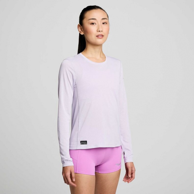 Saucony Stopwatch Long Sleeve Women's T-Shirt Purple | CANADA NOPRSQW