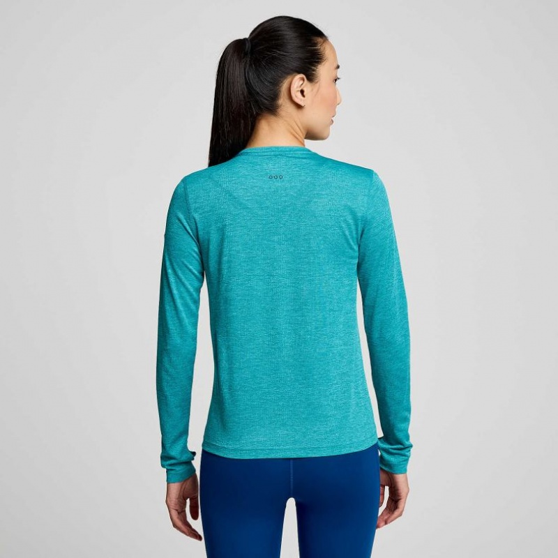 Saucony Stopwatch Long Sleeve Women's T-Shirt Turquoise | CANADA FKJBOVZ