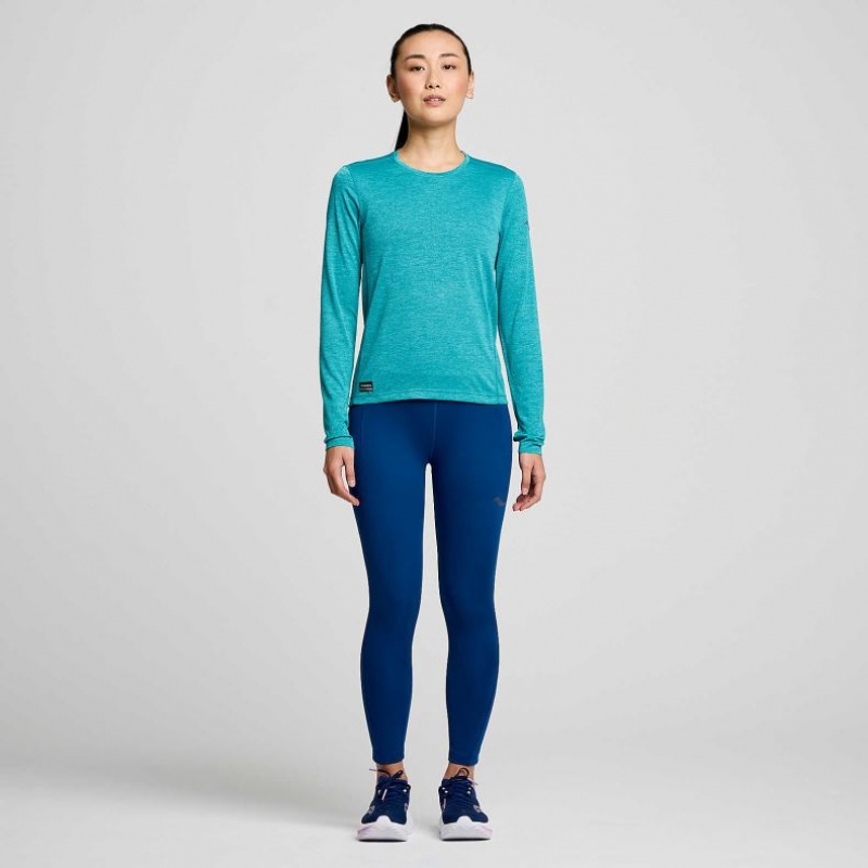 Saucony Stopwatch Long Sleeve Women's T-Shirt Turquoise | CANADA FKJBOVZ