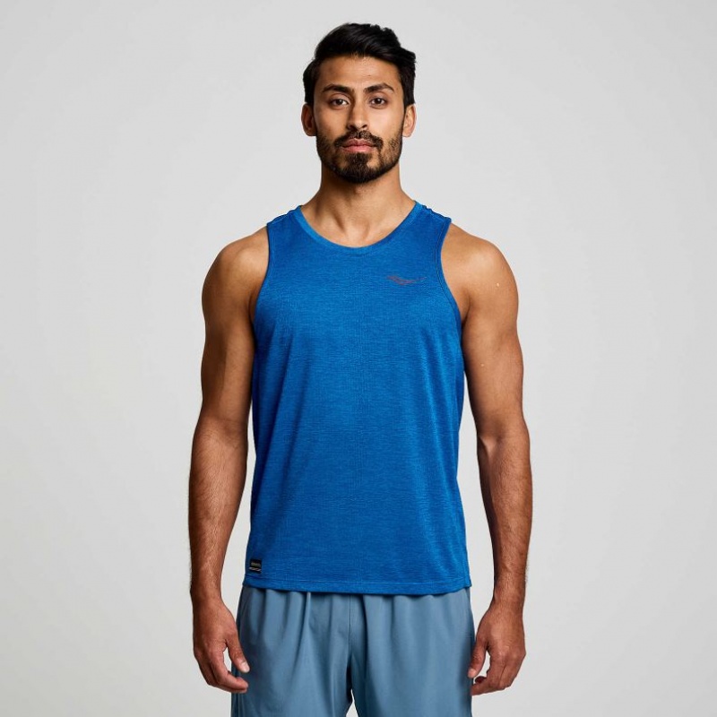 Saucony Stopwatch Men\'s Singlet Blue | CANADA RSXDECG