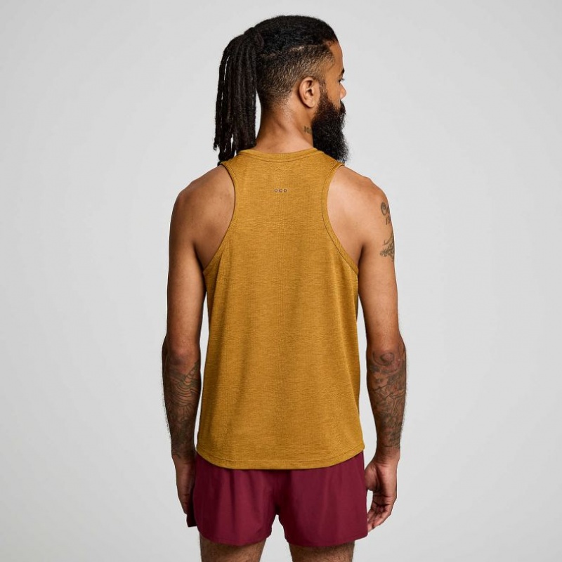 Saucony Stopwatch Men's Singlet Brown | CANADA ZFAQLPH