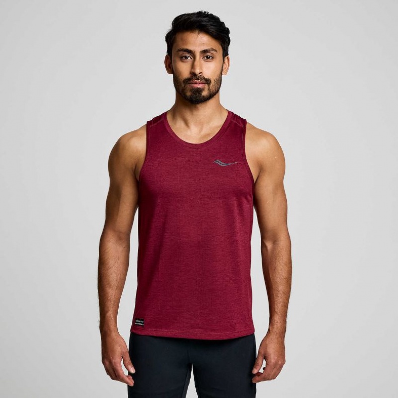 Saucony Stopwatch Men\'s Singlet Burgundy | CANADA NSEKOTJ