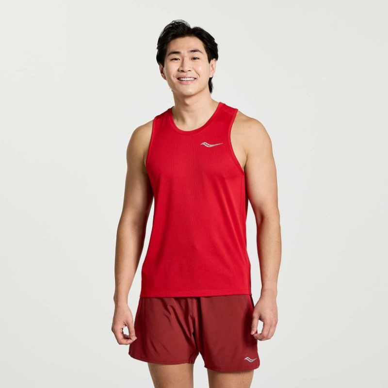 Saucony Stopwatch Men\'s Singlet Red | CANADA CULARYE