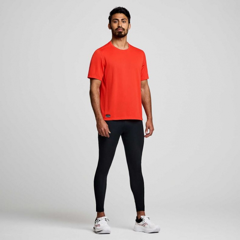 Saucony Stopwatch Short Sleeve Men's T-Shirt Orange | CANADA UMKNSDR