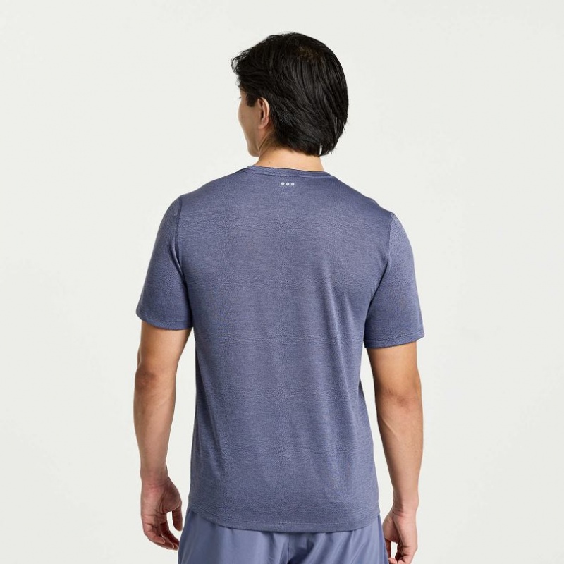 Saucony Stopwatch Short Sleeve Men's T-Shirt Blue | CANADA WCYXMGQ