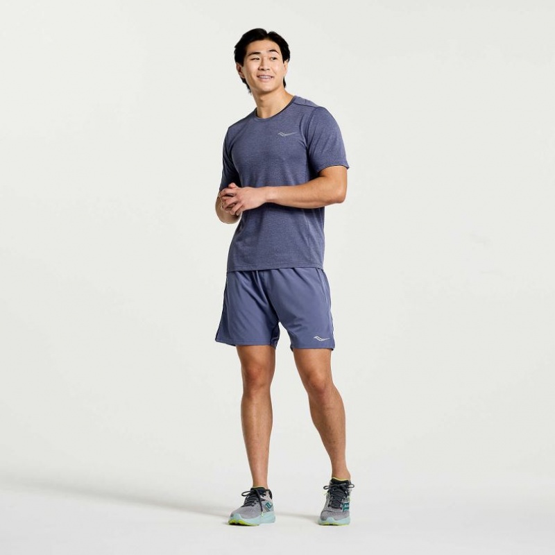 Saucony Stopwatch Short Sleeve Men's T-Shirt Blue | CANADA WCYXMGQ