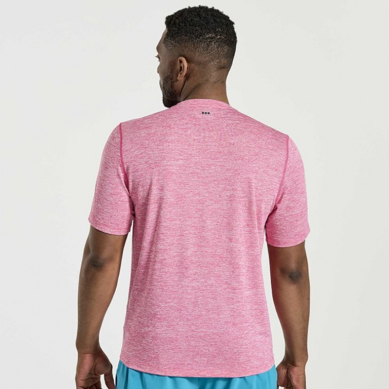 Saucony Stopwatch Short Sleeve Men's T-Shirt Pink | CANADA XFCQPVU