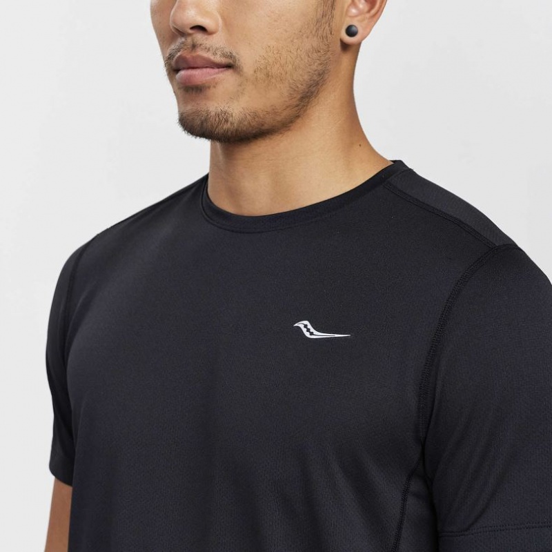 Saucony Stopwatch Short Sleeve Men's T-Shirt Black | CANADA PCKZMXW