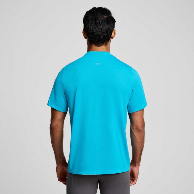 Saucony Stopwatch Short Sleeve Men's T-Shirt Blue | CANADA XDALTZF