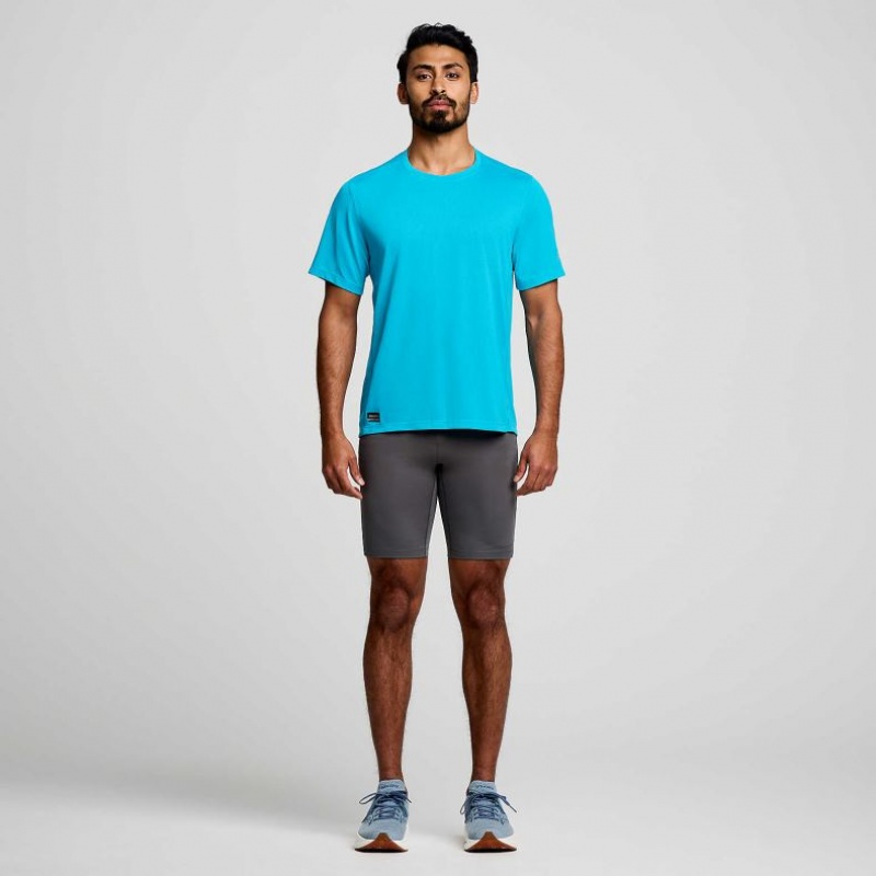 Saucony Stopwatch Short Sleeve Men's T-Shirt Blue | CANADA XDALTZF