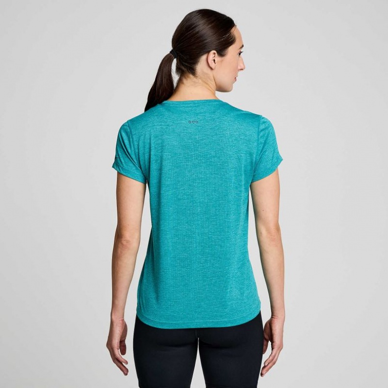 Saucony Stopwatch Short Sleeve Women's T-Shirt Turquoise | CANADA YCMGBDW