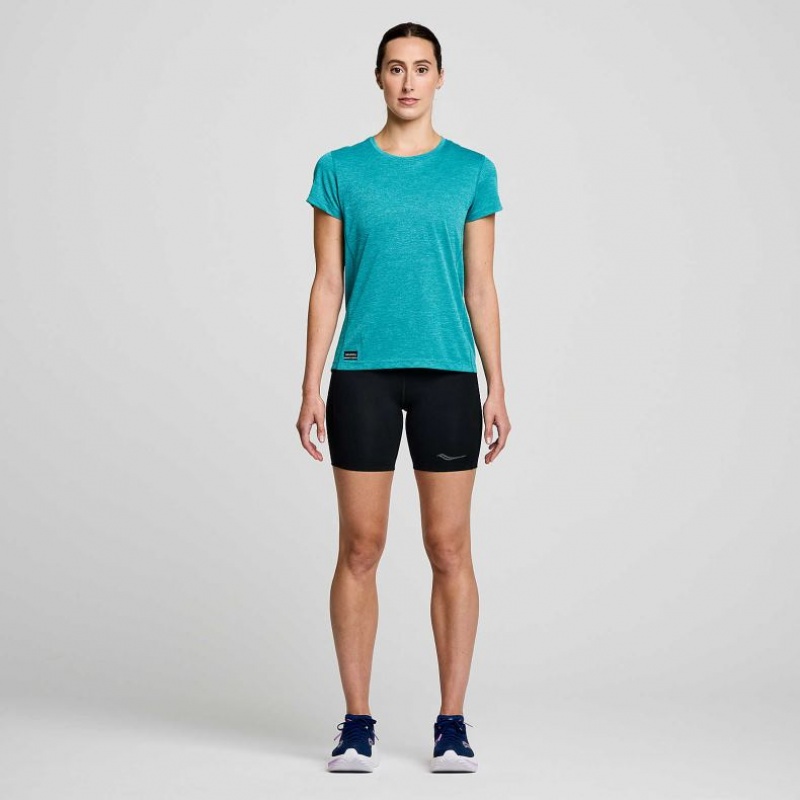 Saucony Stopwatch Short Sleeve Women's T-Shirt Turquoise | CANADA YCMGBDW