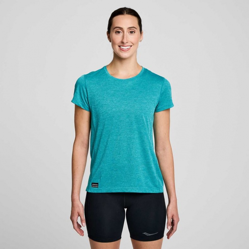 Saucony Stopwatch Short Sleeve Women\'s T-Shirt Turquoise | CANADA YCMGBDW