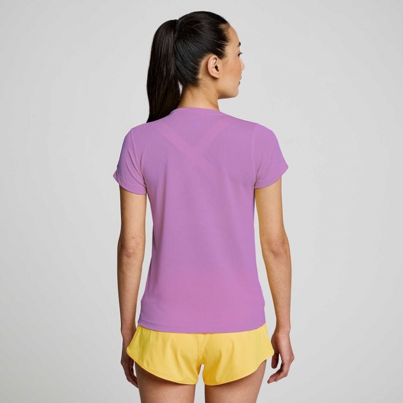 Saucony Stopwatch Short Sleeve Women's T-Shirt Purple | CANADA PUNAOLE