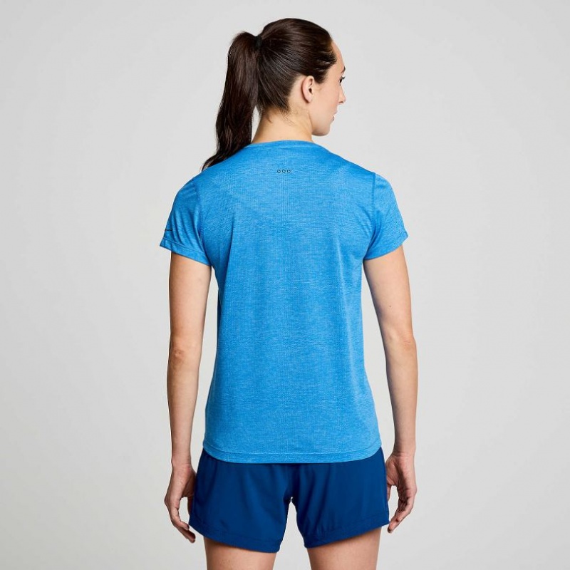 Saucony Stopwatch Short Sleeve Women's T-Shirt Blue | CANADA VHPKBZE