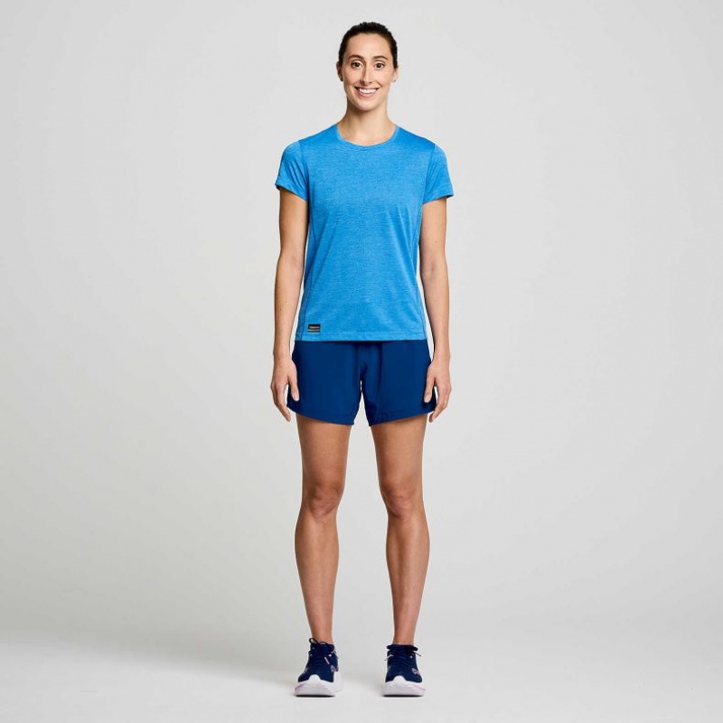 Saucony Stopwatch Short Sleeve Women's T-Shirt Blue | CANADA VHPKBZE