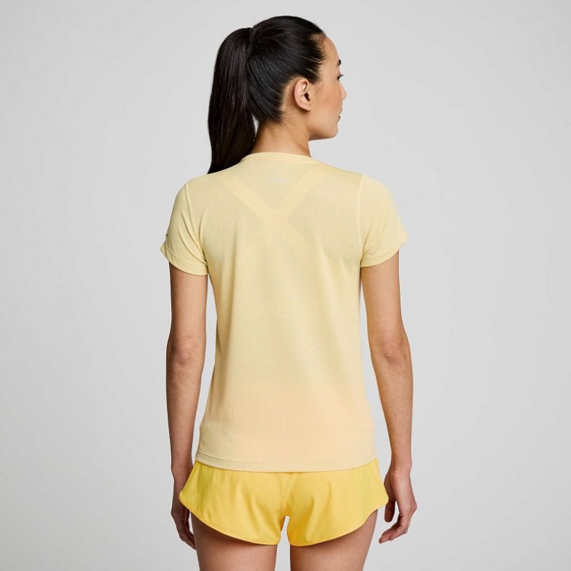 Saucony Stopwatch Short Sleeve Women's T-Shirt Yellow | CANADA YJQOUGK